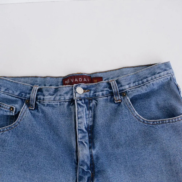 Vintage 90S Nevada Blue Light Wash 100% Cotton Straight Leg Denim Jeans Size 38 - Picture 10 of 14